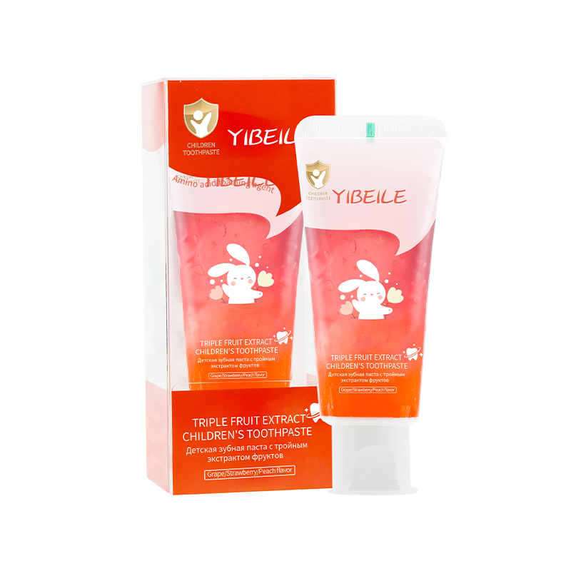 (Кол-во в коробке 24 шт)YIBEILE Детская зубная паста с тройным экстрактом фруктов 80г